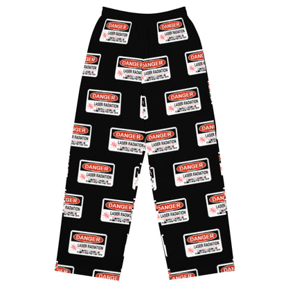 Danger! Laser Radiation (English) - unisex wide-leg pajama pants